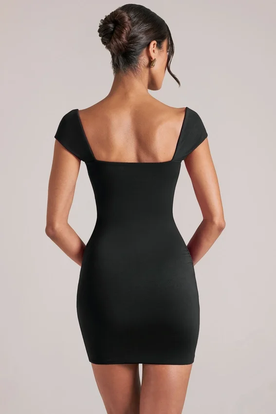 Alva Sweetheart Neckline Mini Dress in Black Alva Sweetheart Neckline Mini Dress in Black