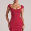 Alva Sweetheart Neckline Mini Dress in Cherry Red Alva Sweetheart Neckline Mini Dress in Cherry Red