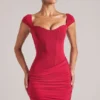 Alva Sweetheart Neckline Mini Dress in Cherry Red Alva Sweetheart Neckline Mini Dress in Cherry Red