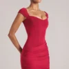 Alva Sweetheart Neckline Mini Dress in Cherry Red Alva Sweetheart Neckline Mini Dress in Cherry Red
