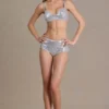 Celina Sequin Mesh Mid-Rise Mini Shorts in Silver Celina Sequin Mesh Mid-Rise Mini Shorts in Silver
