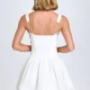 Analise Pintucked Lace-Up Corset Mini Dress in White Analise Pintucked Lace-Up Corset Mini Dress in White