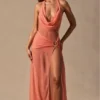 Anaya Cowl-Neck Plunge Maxi Dress in Coral Anaya Cowl-Neck Plunge Maxi Dress in Coral