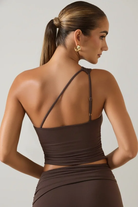 Andi Modal One-Shoulder Top in Chocolate Brown Andi Modal One-Shoulder Top in Chocolate Brown