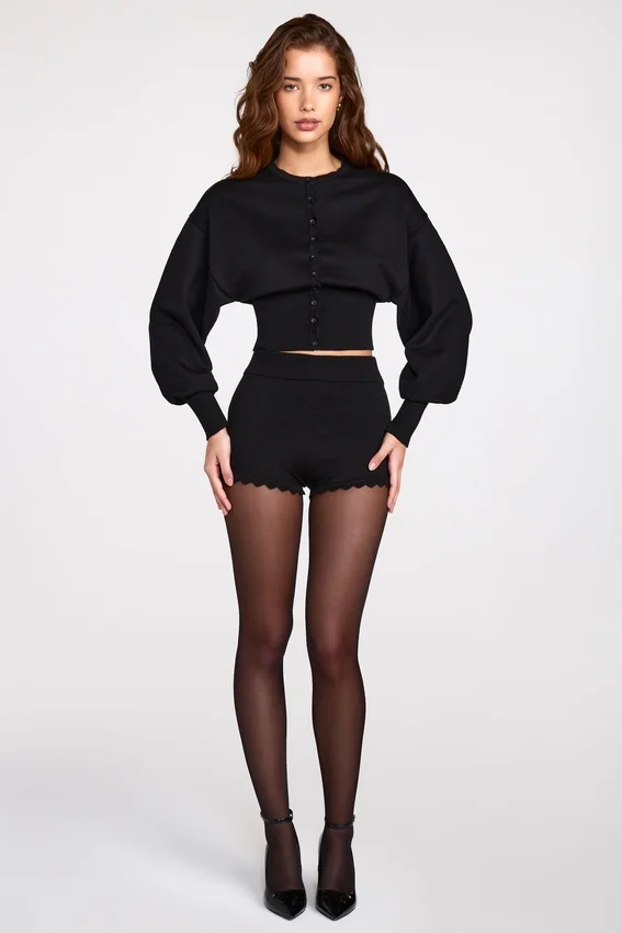 Anele Knit Long-Sleeve Cardigan in Black Anele Knit Long-Sleeve Cardigan in Black