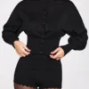Anele Knit Long-Sleeve Cardigan in Black Anele Knit Long-Sleeve Cardigan in Black