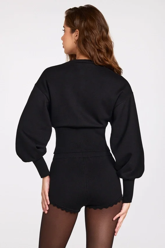 Anele Knit Long-Sleeve Cardigan in Black Anele Knit Long-Sleeve Cardigan in Black