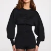 Anele Knit Long-Sleeve Cardigan in Black Anele Knit Long-Sleeve Cardigan in Black