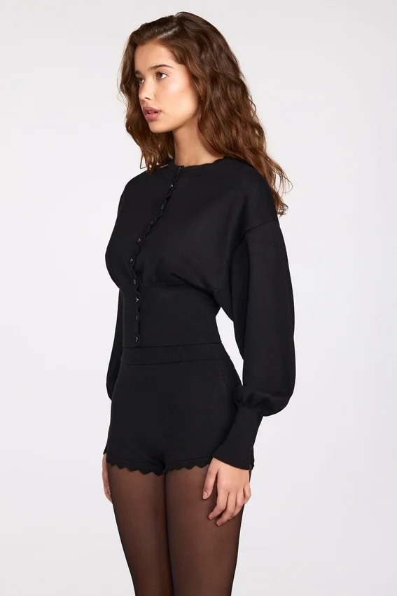 Anele Knit Long-Sleeve Cardigan in Black Anele Knit Long-Sleeve Cardigan in Black