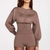 Antonia Knit Mid-Rise Mini Shorts in Mocha Antonia Knit Mid-Rise Mini Shorts in Mocha
