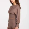 Antonia Knit Mid-Rise Mini Shorts in Mocha Antonia Knit Mid-Rise Mini Shorts in Mocha