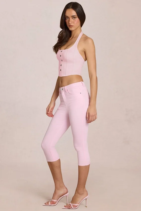 Anessa Mid-Rise Capri Jeans in Blossom Pink Anessa Mid-Rise Capri Jeans in Blossom Pink