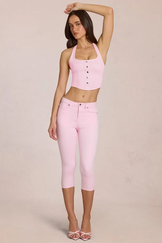 Anessa Mid-Rise Capri Jeans in Blossom Pink Anessa Mid-Rise Capri Jeans in Blossom Pink