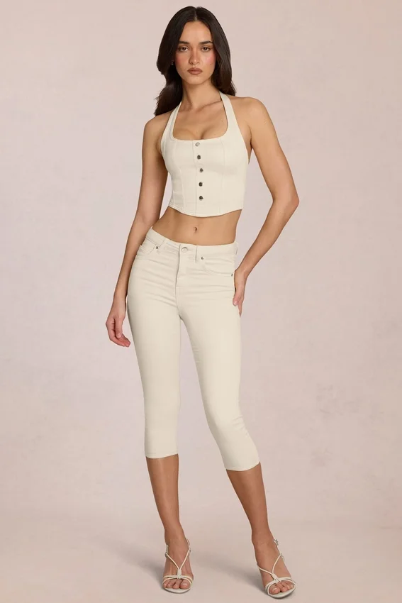 Anessa Mid-Rise Capri Jeans in Ivory Anessa Mid-Rise Capri Jeans in Ivory