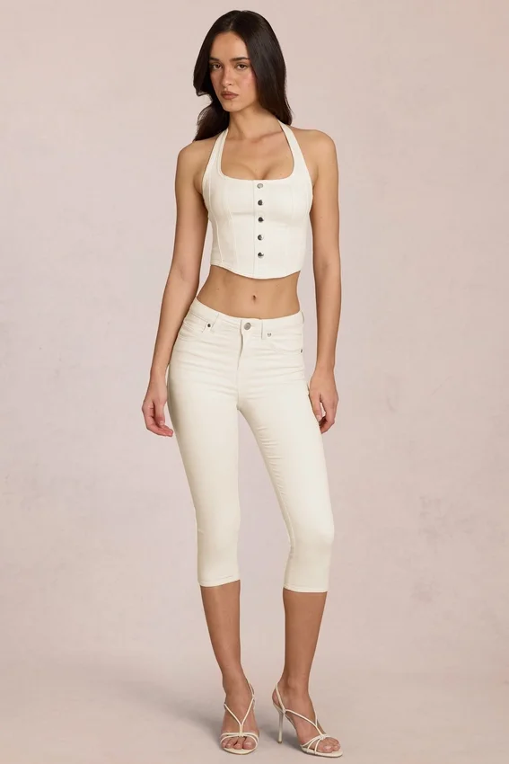 Anessa Mid-Rise Capri Jeans in Ivory Anessa Mid-Rise Capri Jeans in Ivory