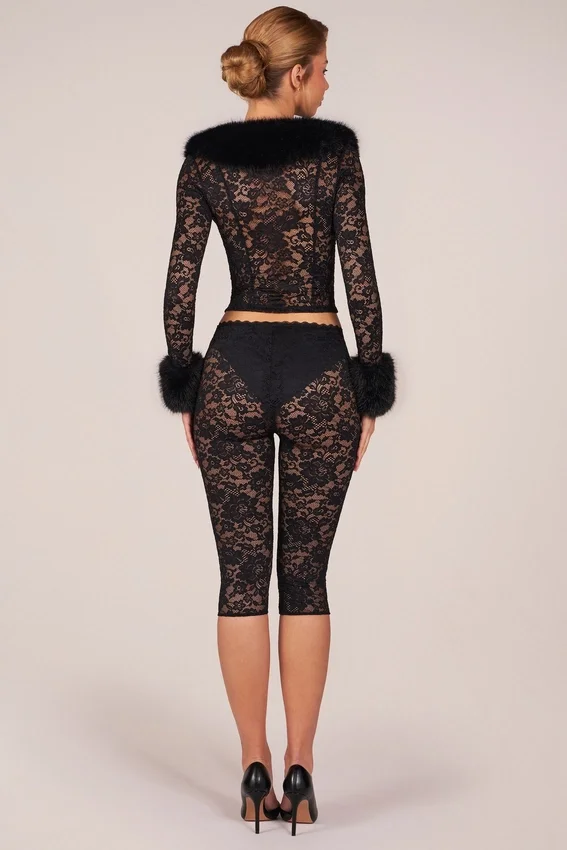 Annalisa Laced Capri Trousers in Black Annalisa Laced Capri Trousers in Black