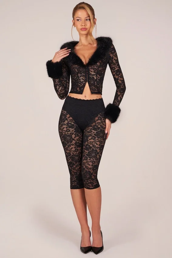Annalisa Laced Capri Trousers in Black Annalisa Laced Capri Trousers in Black