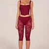 Annalisa Laced Capri Trousers in Cherry Red Annalisa Laced Capri Trousers in Cherry Red