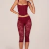 Annalisa Laced Capri Trousers in Cherry Red Annalisa Laced Capri Trousers in Cherry Red