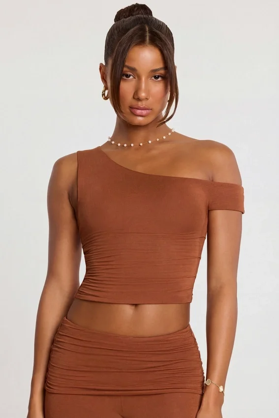 Anona Mid Rise Modal Cashmere Blend Trousers in Chestnut Brown Anona Mid Rise Modal Cashmere Blend Trousers in Chestnut Brown