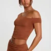 Anona Mid Rise Modal Cashmere Blend Trousers in Chestnut Brown Anona Mid Rise Modal Cashmere Blend Trousers in Chestnut Brown