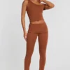 Anona Mid Rise Modal Cashmere Blend Trousers in Chestnut Brown Anona Mid Rise Modal Cashmere Blend Trousers in Chestnut Brown