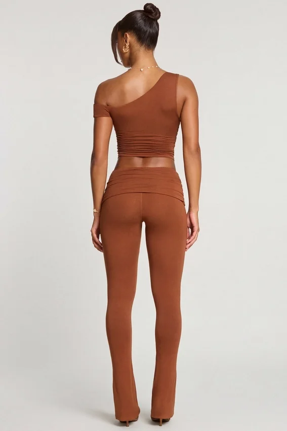 Anona Mid Rise Modal Cashmere Blend Trousers in Chestnut Brown Anona Mid Rise Modal Cashmere Blend Trousers in Chestnut Brown