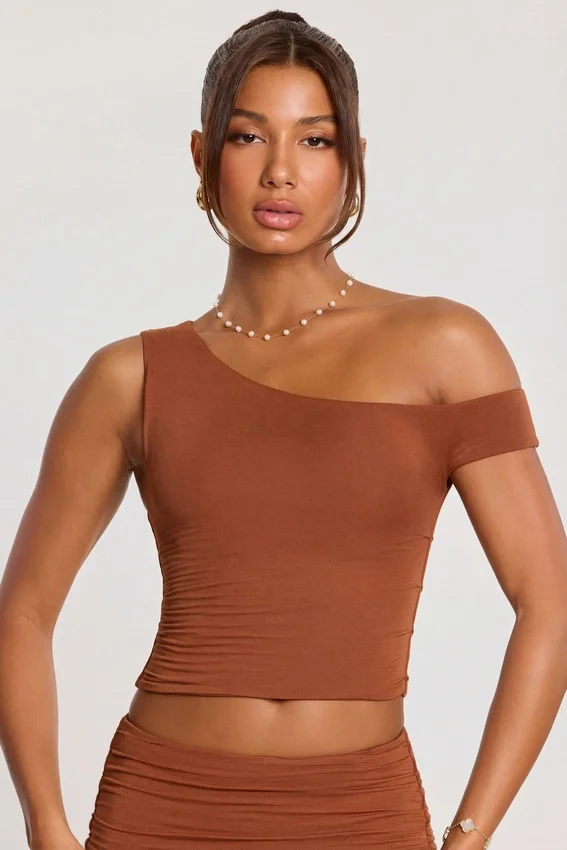 Anona Mid Rise Modal Cashmere Blend Trousers in Chestnut Brown Anona Mid Rise Modal Cashmere Blend Trousers in Chestnut Brown
