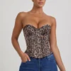 Araminta Lace-Up Corset Top in Leopard Print Araminta Lace-Up Corset Top in Leopard Print
