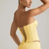Araminta Lace-Up Corset Top in Pastel Yellow Araminta Lace-Up Corset Top in Pastel Yellow