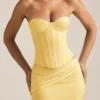 Araminta Lace-Up Corset Top in Pastel Yellow Araminta Lace-Up Corset Top in Pastel Yellow