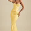 Araminta Lace-Up Corset Top in Pastel Yellow Araminta Lace-Up Corset Top in Pastel Yellow