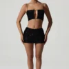 Ariana Embellished Cut-Out Crop Top in Black Ariana Embellished Cut-Out Crop Top in Black