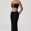 Ariana Embellished Cut-Out Crop Top in Black Ariana Embellished Cut-Out Crop Top in Black