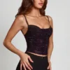 Armelia Embellished Peekaboo Cowl-Neck Top in Purple Snake Armelia Embellished Peekaboo Cowl-Neck Top in Purple Snake