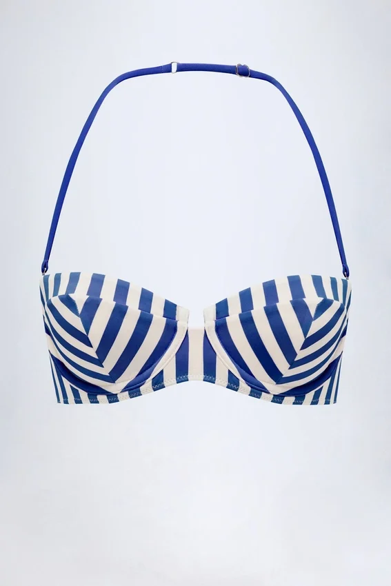 Ascona Underwired Halterneck Balconette Bikini Top in Marine Blue Stripe Ascona Underwired Halterneck Balconette Bikini Top in Marine Blue Stripe