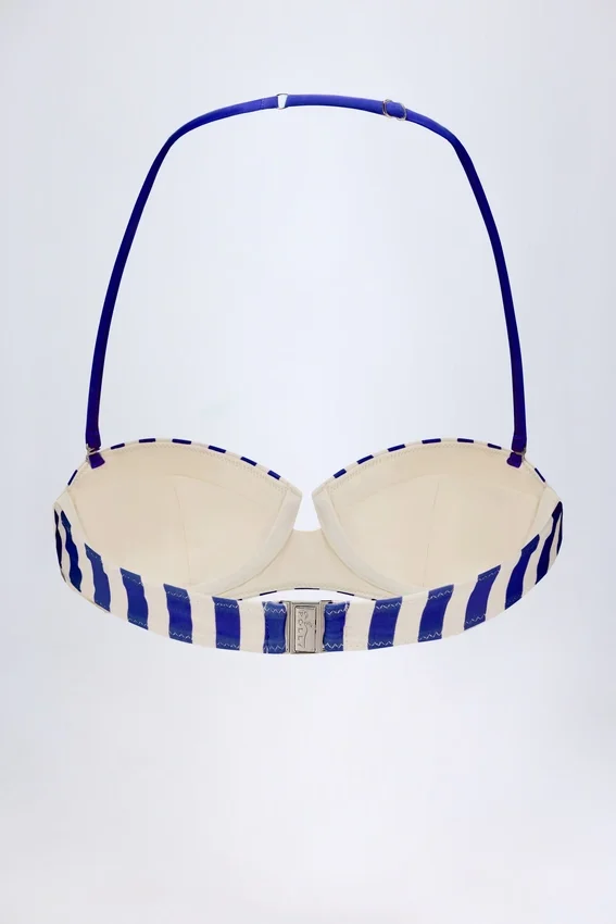 Ascona Underwired Halterneck Balconette Bikini Top in Marine Blue Stripe Ascona Underwired Halterneck Balconette Bikini Top in Marine Blue Stripe