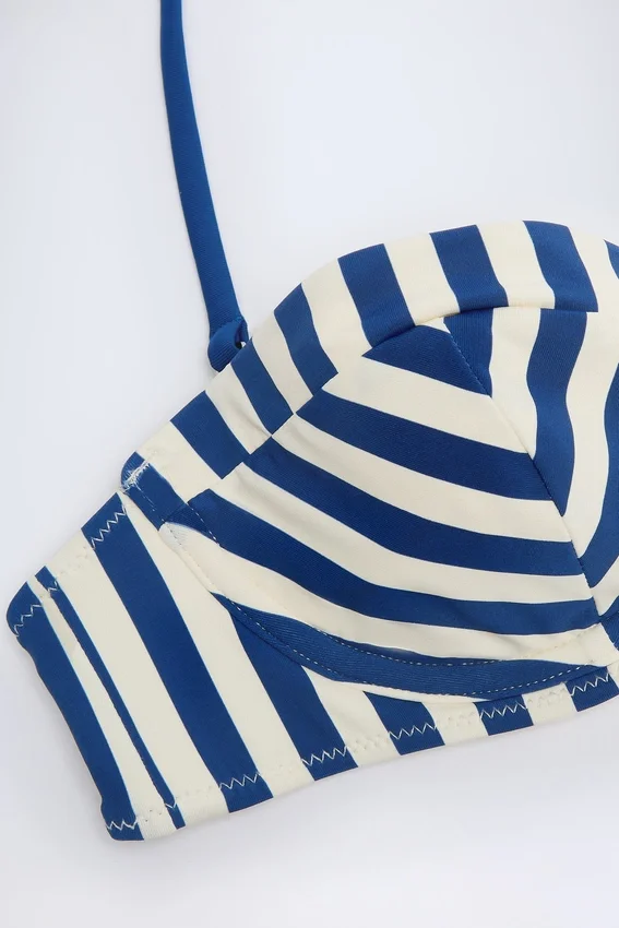 Ascona Underwired Halterneck Balconette Bikini Top in Marine Blue Stripe Ascona Underwired Halterneck Balconette Bikini Top in Marine Blue Stripe