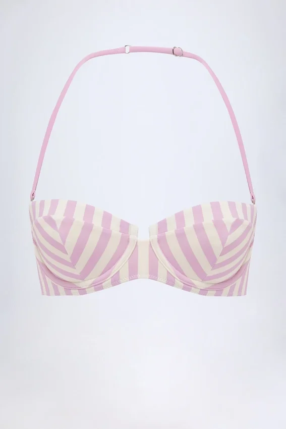 Ascona Underwired Halterneck Balconette Bikini Top in Mauve Stripe Ascona Underwired Halterneck Balconette Bikini Top in Mauve Stripe