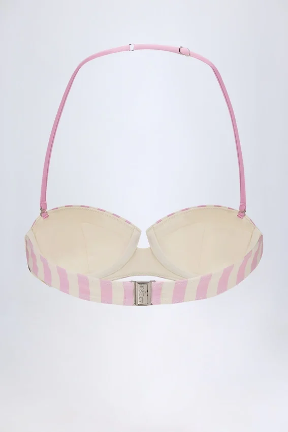 Ascona Underwired Halterneck Balconette Bikini Top in Mauve Stripe Ascona Underwired Halterneck Balconette Bikini Top in Mauve Stripe