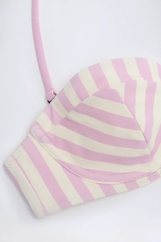 Ascona Underwired Halterneck Balconette Bikini Top in Mauve Stripe Ascona Underwired Halterneck Balconette Bikini Top in Mauve Stripe
