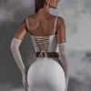 Asra Lace Up Mini Skirt in White Asra Lace Up Mini Skirt in White