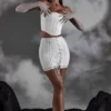 Asra Lace Up Mini Skirt in White Asra Lace Up Mini Skirt in White
