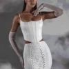 Asra Lace Up Mini Skirt in White Asra Lace Up Mini Skirt in White