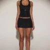 Asta Embellished Mid-Rise A-Line Mini Skirt in Black Asta Embellished Mid-Rise A-Line Mini Skirt in Black