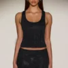 Asta Embellished Mid-Rise A-Line Mini Skirt in Black Asta Embellished Mid-Rise A-Line Mini Skirt in Black