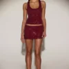 Aine Embellished Jersey Scoop-Neck Racerback Top in Burgundy Aine Embellished Jersey Scoop-Neck Racerback Top in Burgundy