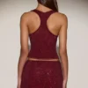 Aine Embellished Jersey Scoop-Neck Racerback Top in Burgundy Aine Embellished Jersey Scoop-Neck Racerback Top in Burgundy
