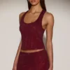 Aine Embellished Jersey Scoop-Neck Racerback Top in Burgundy Aine Embellished Jersey Scoop-Neck Racerback Top in Burgundy