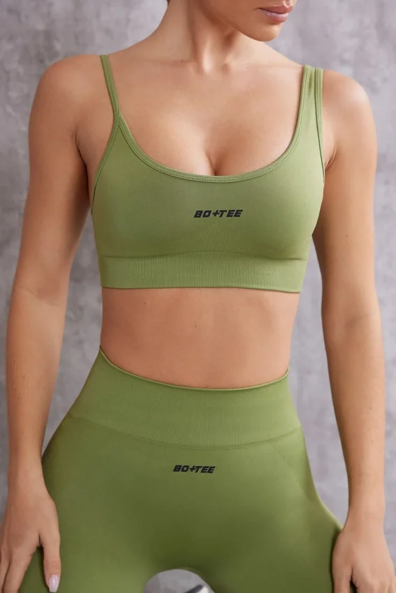 Asymmetric Sports Bra in Olive Asymmetric Sports Bra in Olive